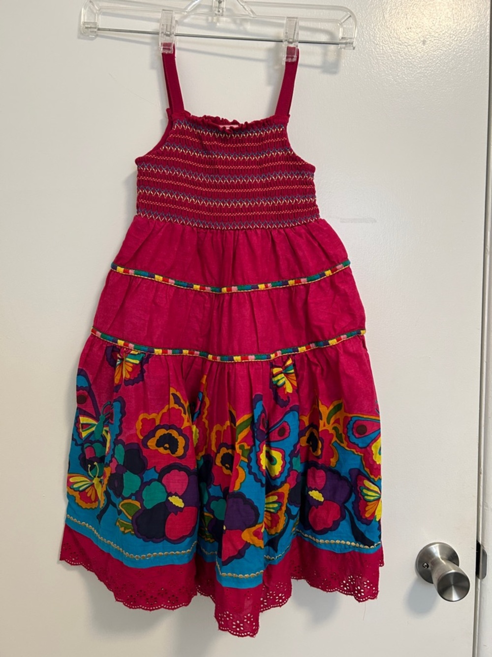 Girls' NEW Tiered Sundress Textured detail plus multicolor elastic smocking